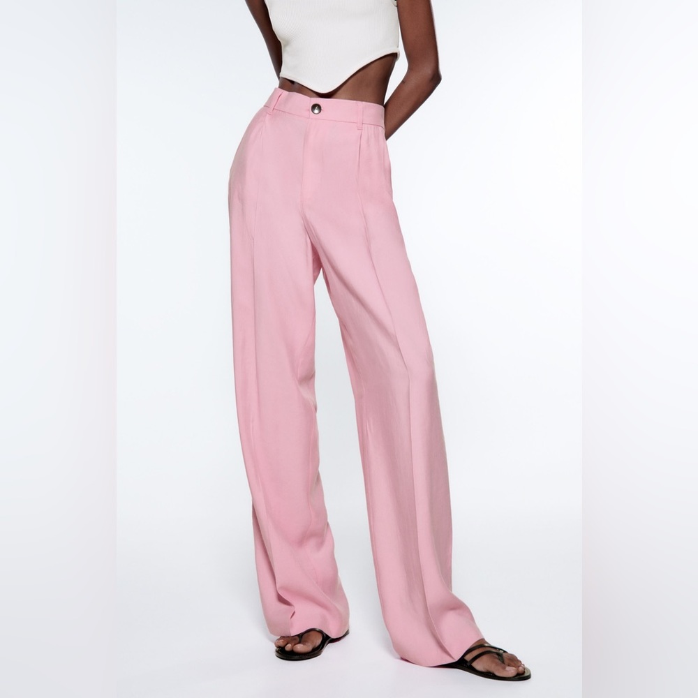 Zara Pink Wide-Leg Trousers